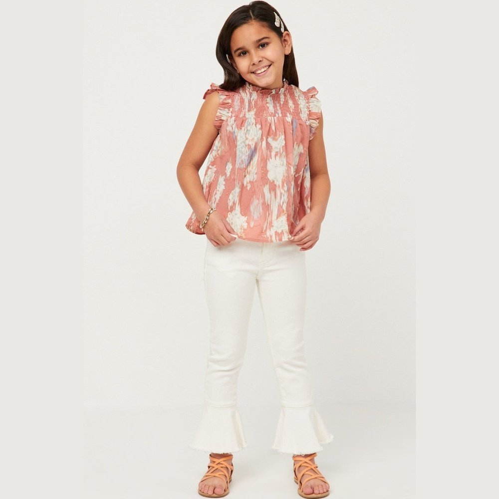 Hayden Girls Pink Ikat Flutter Sleeve Top