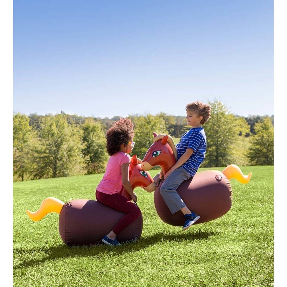Hearth Song Inflatable Ride-On Hop ‘n Go Horses, Set of 2