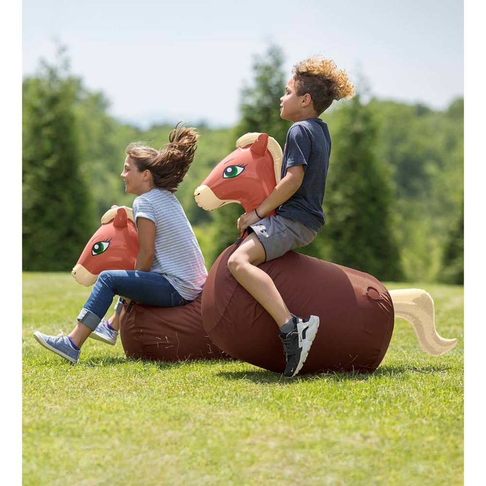 Hearth Song Inflatable Ride-On Hop ‘n Go Horses, Set of 2