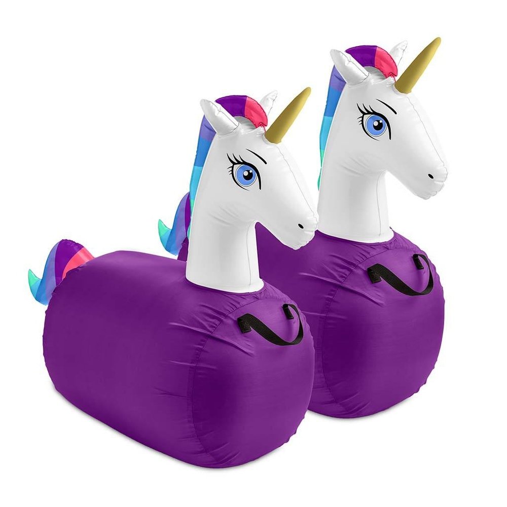 Hearth Song Inflatable Ride-On Hop ‘n Go Unicorns, Set of 2