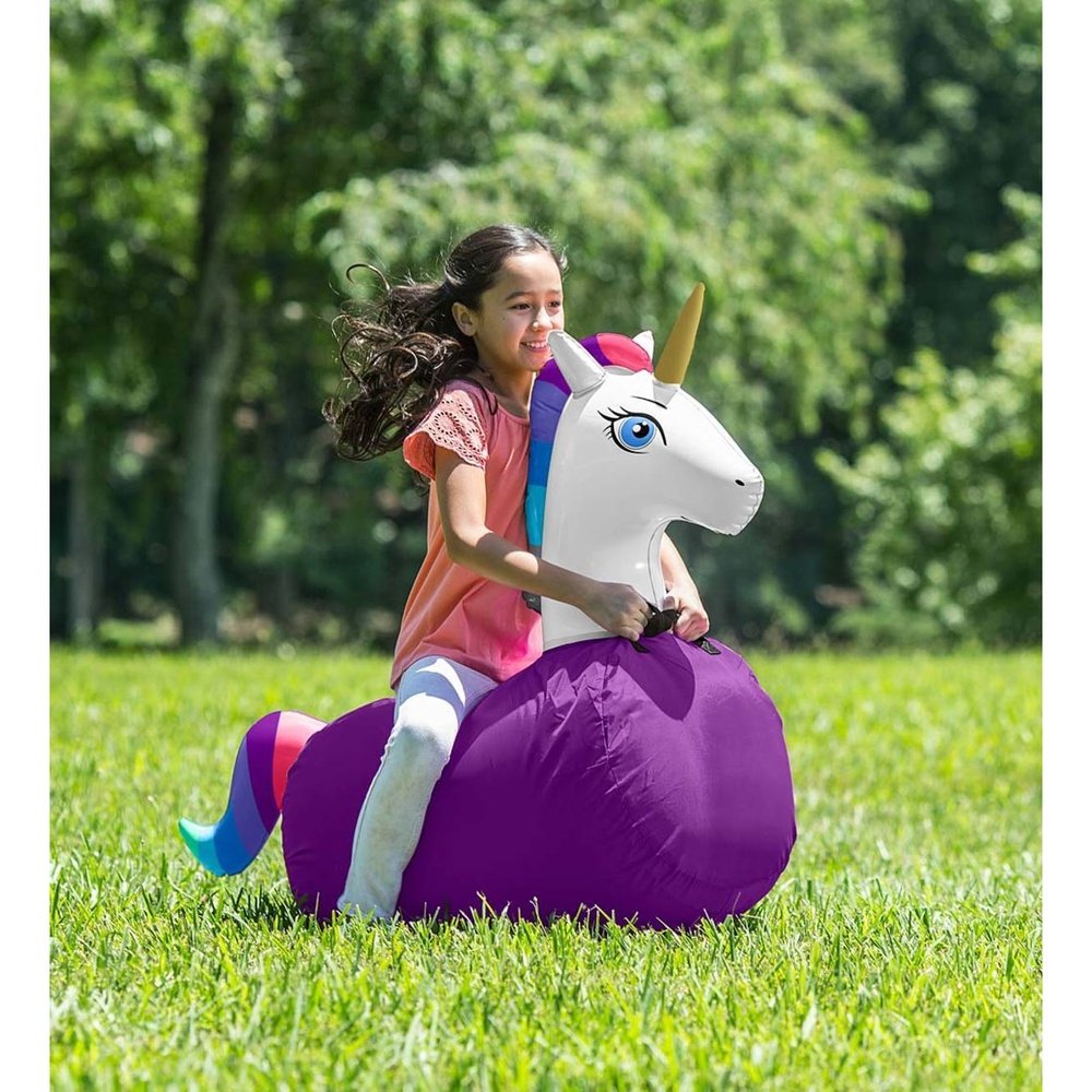 Hearth Song Inflatable Ride-On Hop ‘n Go Unicorns, Set of 2
