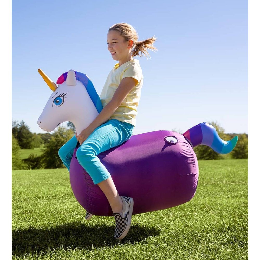 Hearth Song Inflatable Ride-On Hop ‘n Go Unicorns, Set of 2