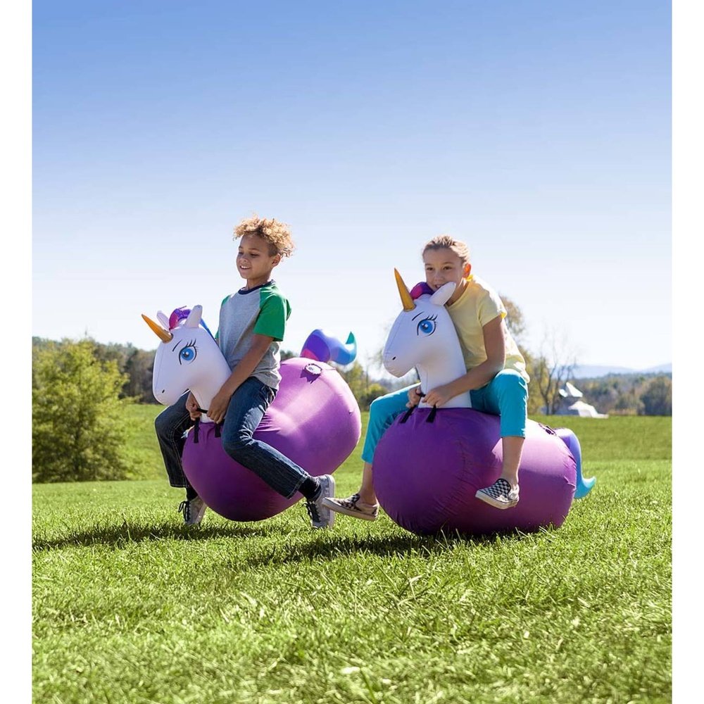 Hearth Song Inflatable Ride-On Hop ‘n Go Unicorns, Set of 2