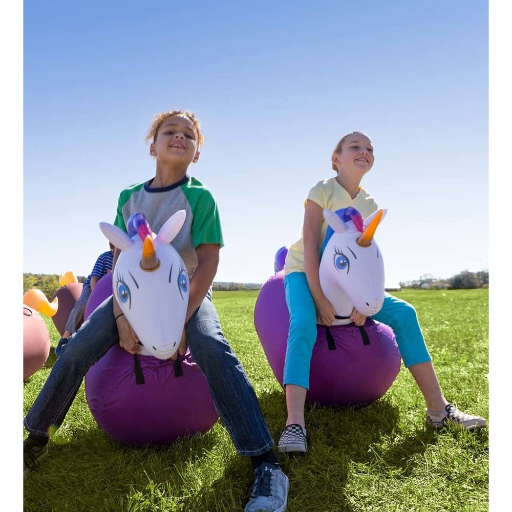 Hearth Song Inflatable Ride-On Hop ‘n Go Unicorns, Set of 2