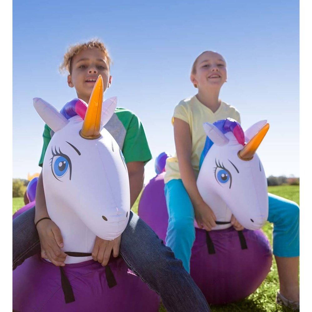 Hearth Song Inflatable Ride-On Hop ‘n Go Unicorns, Set of 2