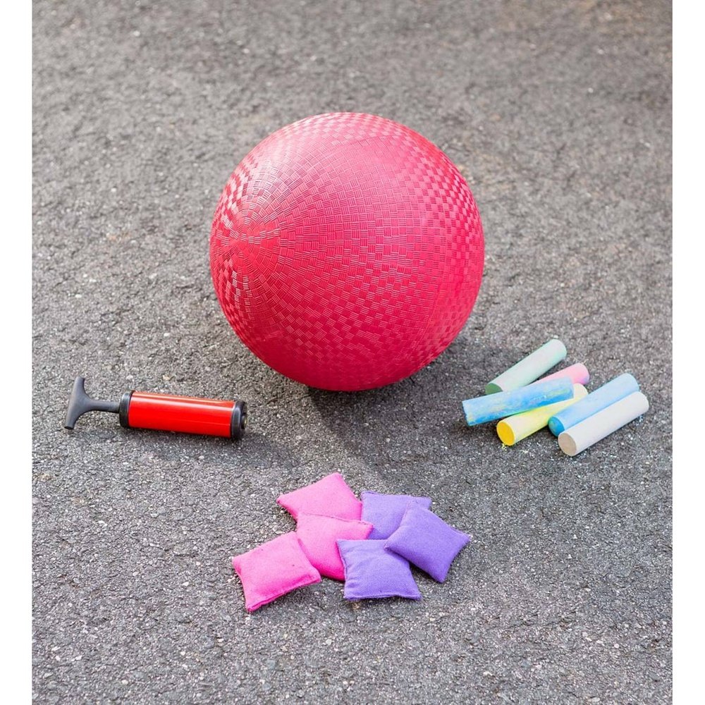 Hearth Song Playground Classic Games Set-Kickball, Hopscotch, and 4-Square