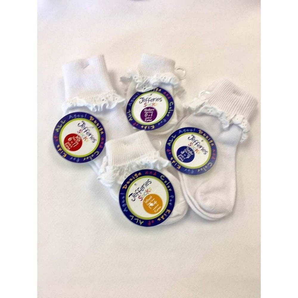 Jefferies Socks Girls White Eyelet Sock