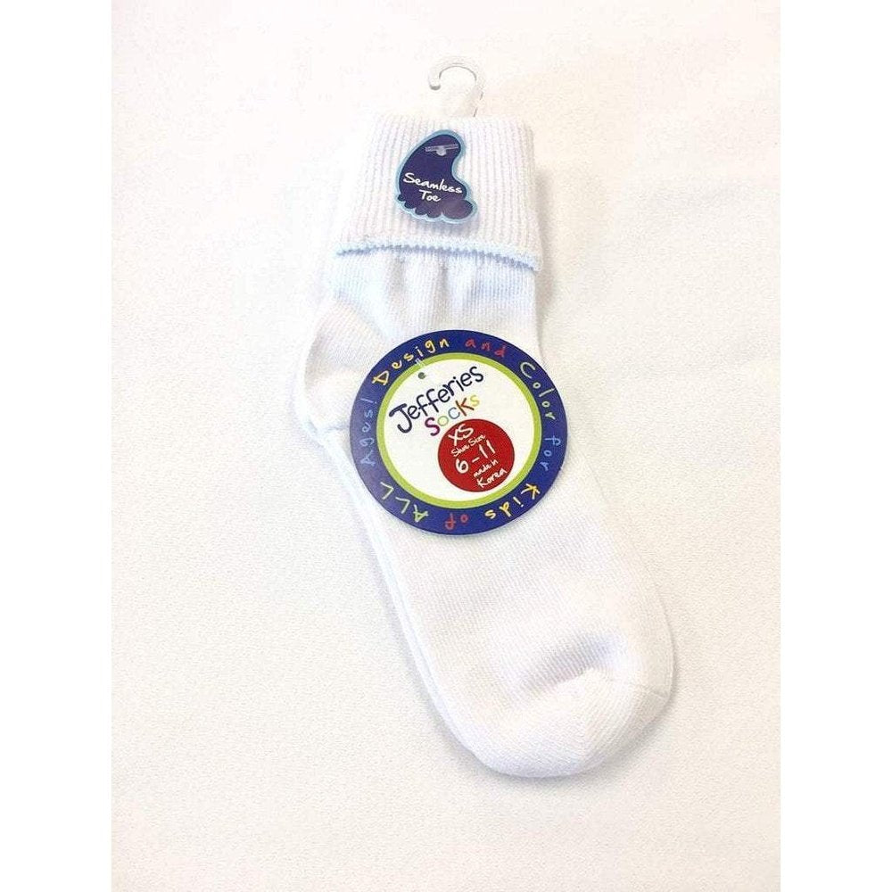 Jefferies Socks Unisex Basic White Fold Down Sock
