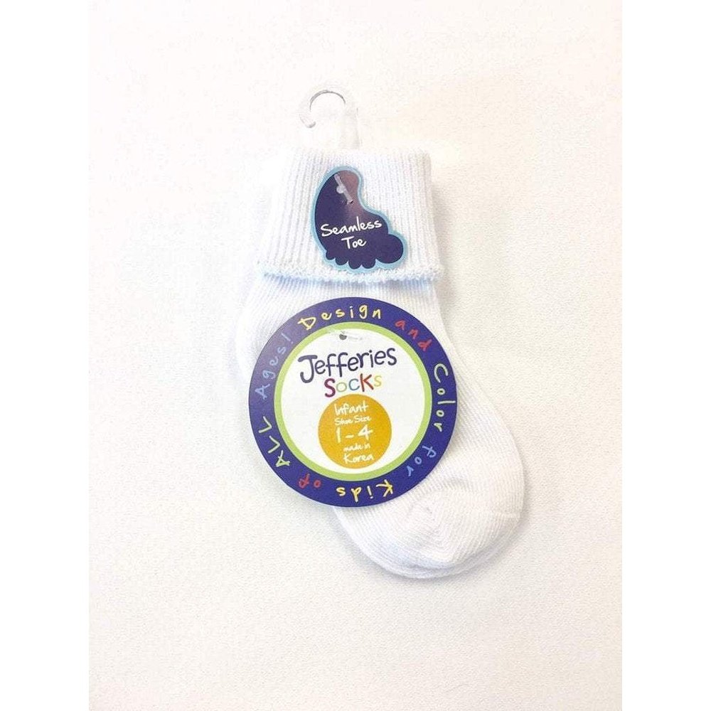 Jefferies Socks Unisex Basic White Fold Down Sock