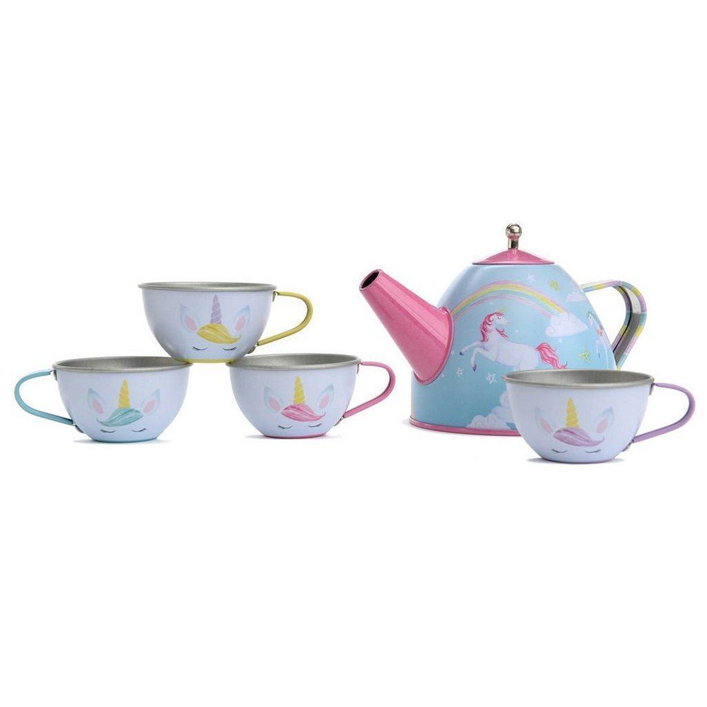 Jewelkeeper 15 piece Pretend Unicorn Tin Tea Set