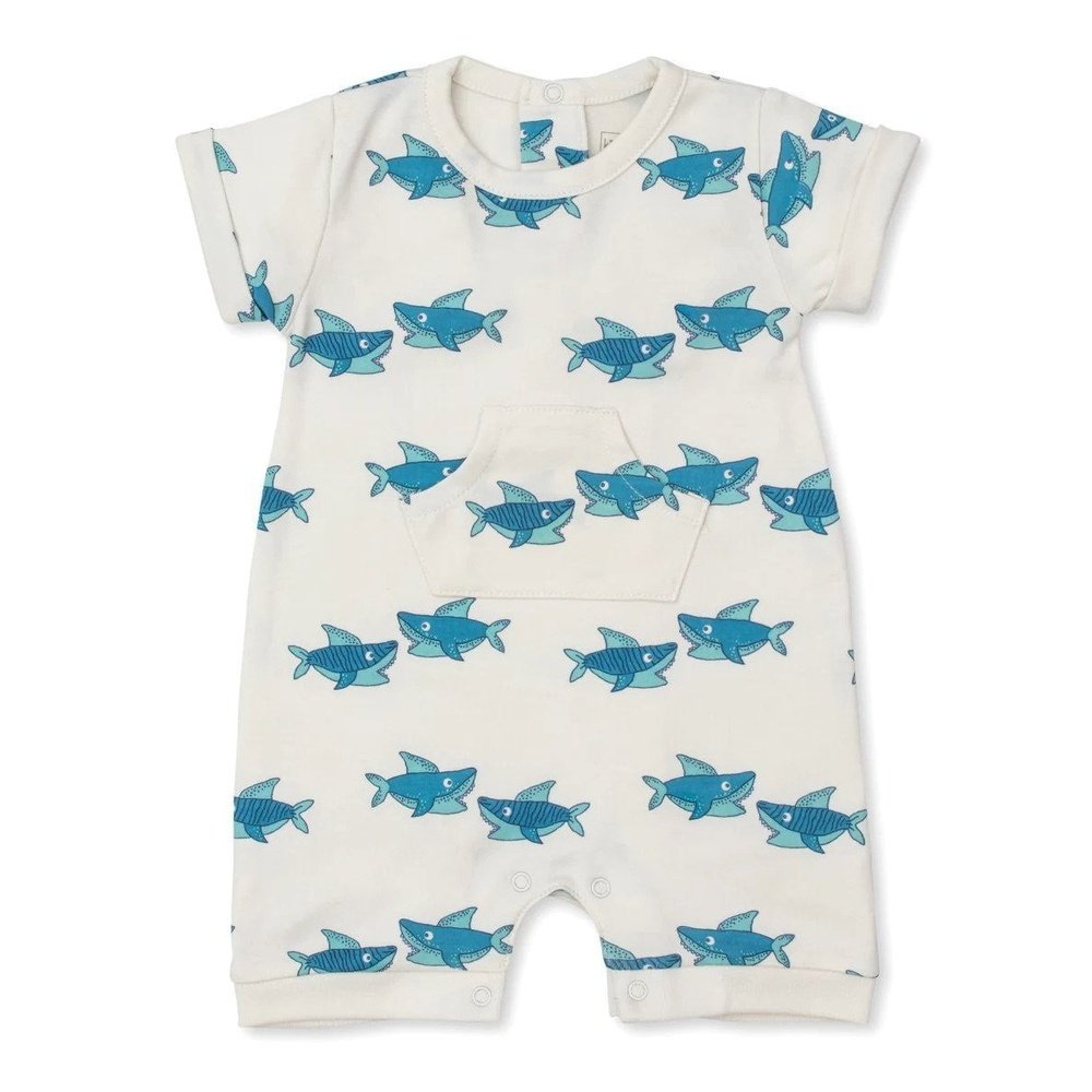 Kissy Kissy Apparel 3-6 Mo / Blue Kissy Love Cool Sharks Playsuit