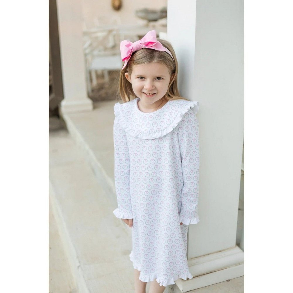 Lila + Hayes Madeline Girls' Pima Cotton Dress Holiday Wreath