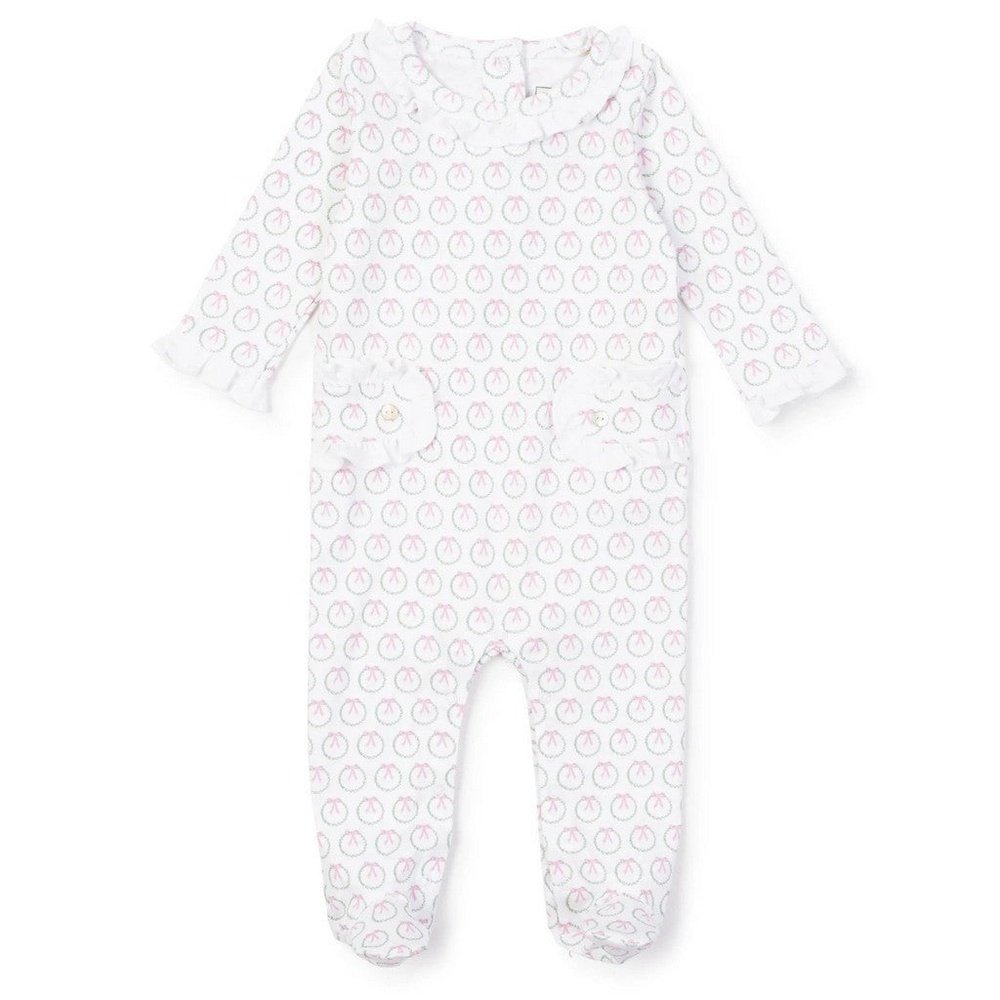 Lila + Hayes Lucy Girls' Pima Cotton Romper Holiday Wreath