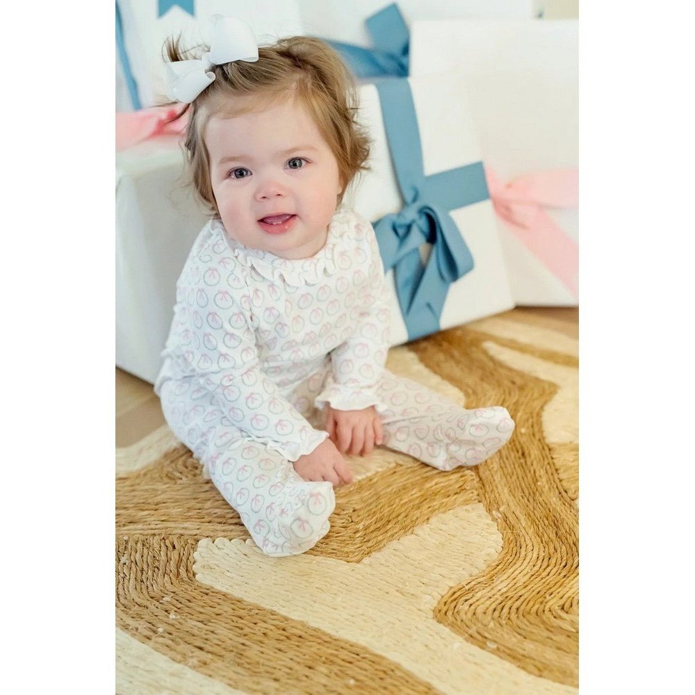 Lila + Hayes Lucy Girls' Pima Cotton Romper Holiday Wreath