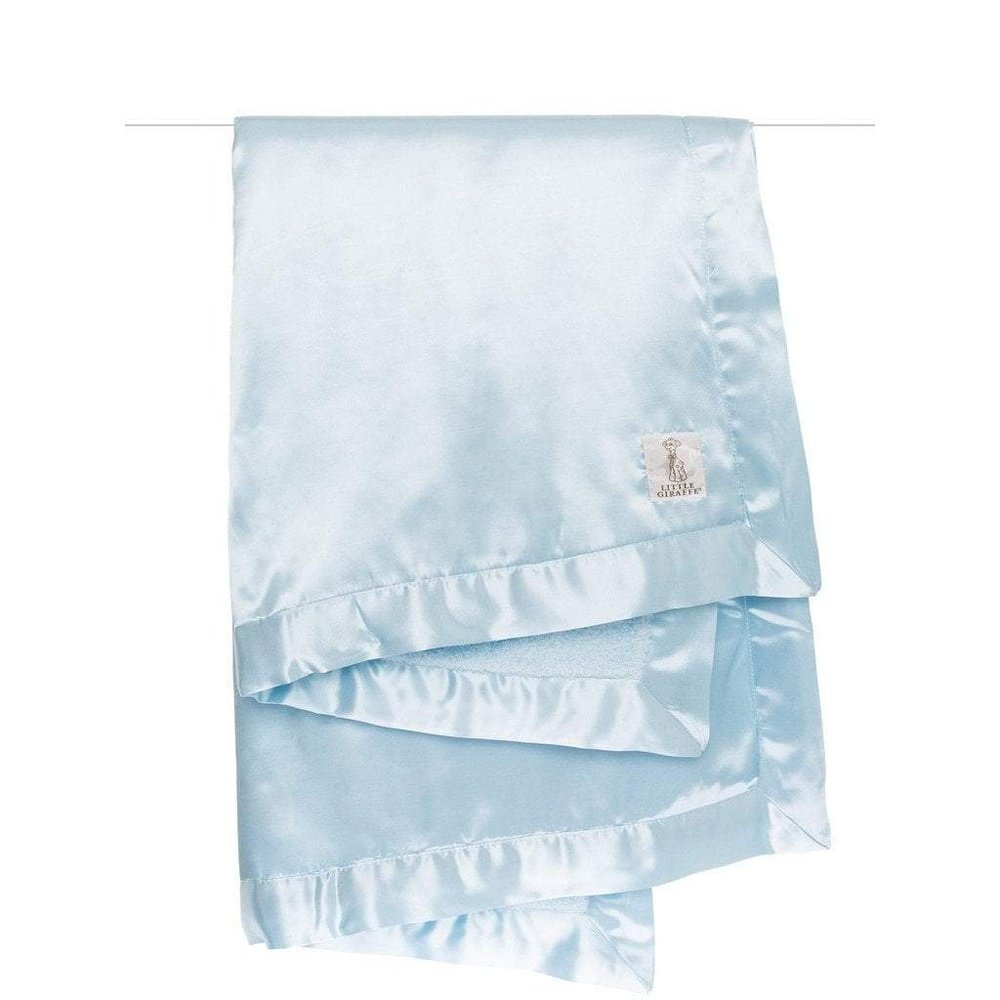 Little Giraffe Chenille Satin Baby Blanket Blue