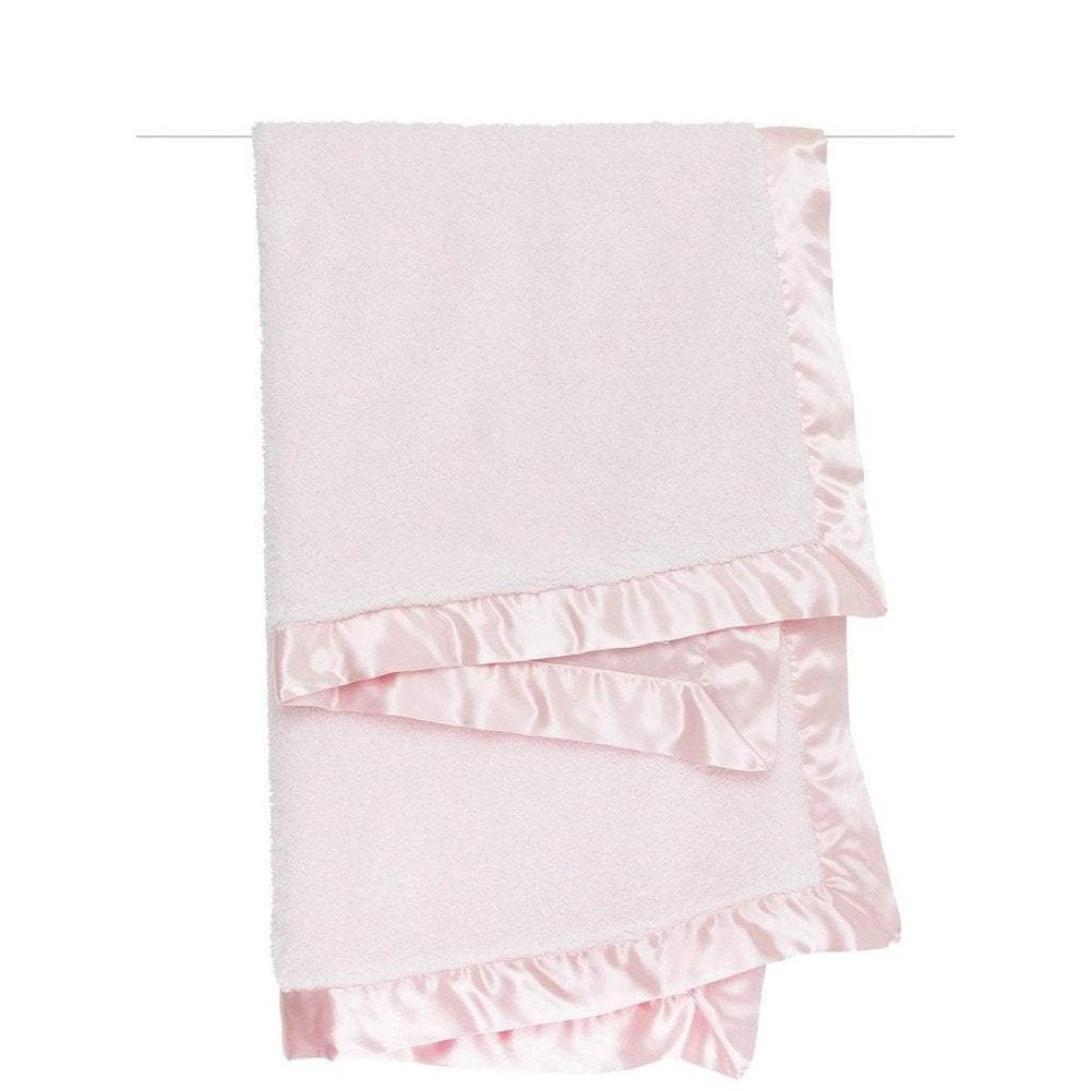 Little Giraffe Chenille Satin Baby Blanket Pink