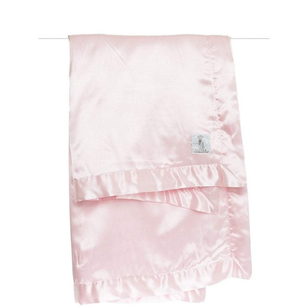 Little Giraffe Chenille Satin Baby Blanket Pink