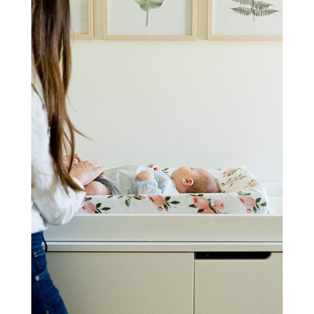 Little Unicorn Cotton Muslin Changing Pad Cover Watercolor Roses