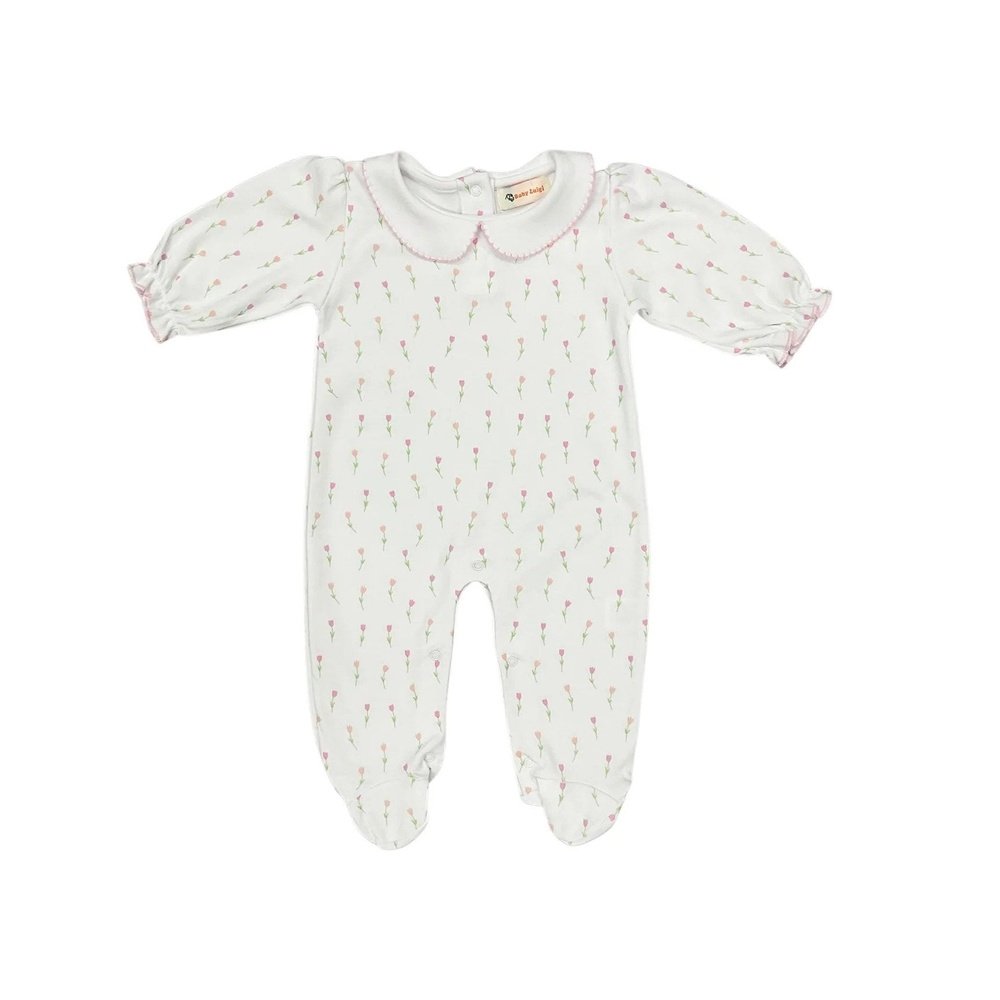 Luigi Baby by Acvisa Tulip Printed Collar Footie