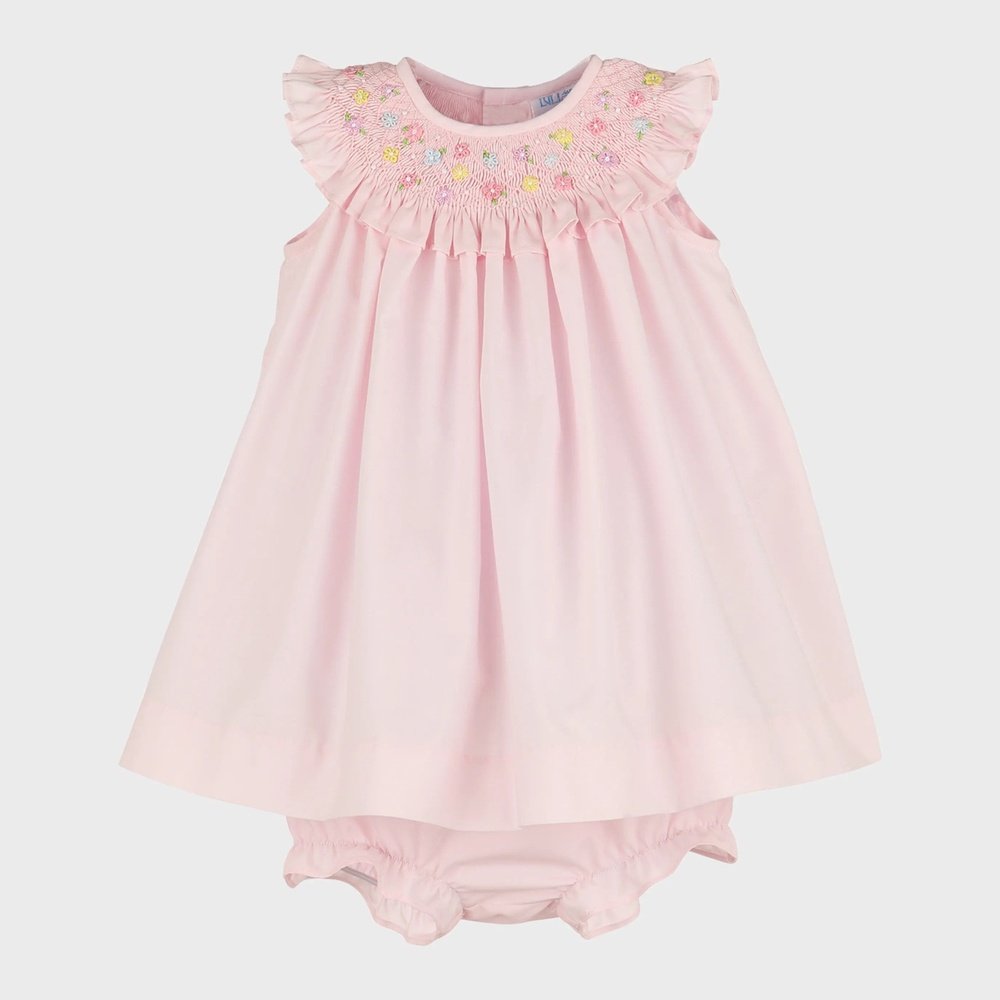 Luli & Me Apparel 3 Mo / Pink Luli & Me In Bloom Smock Bishop