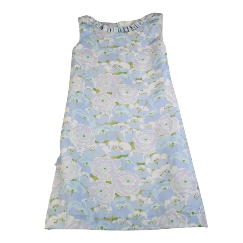 A-line dress - White/Blue floral - Ladies