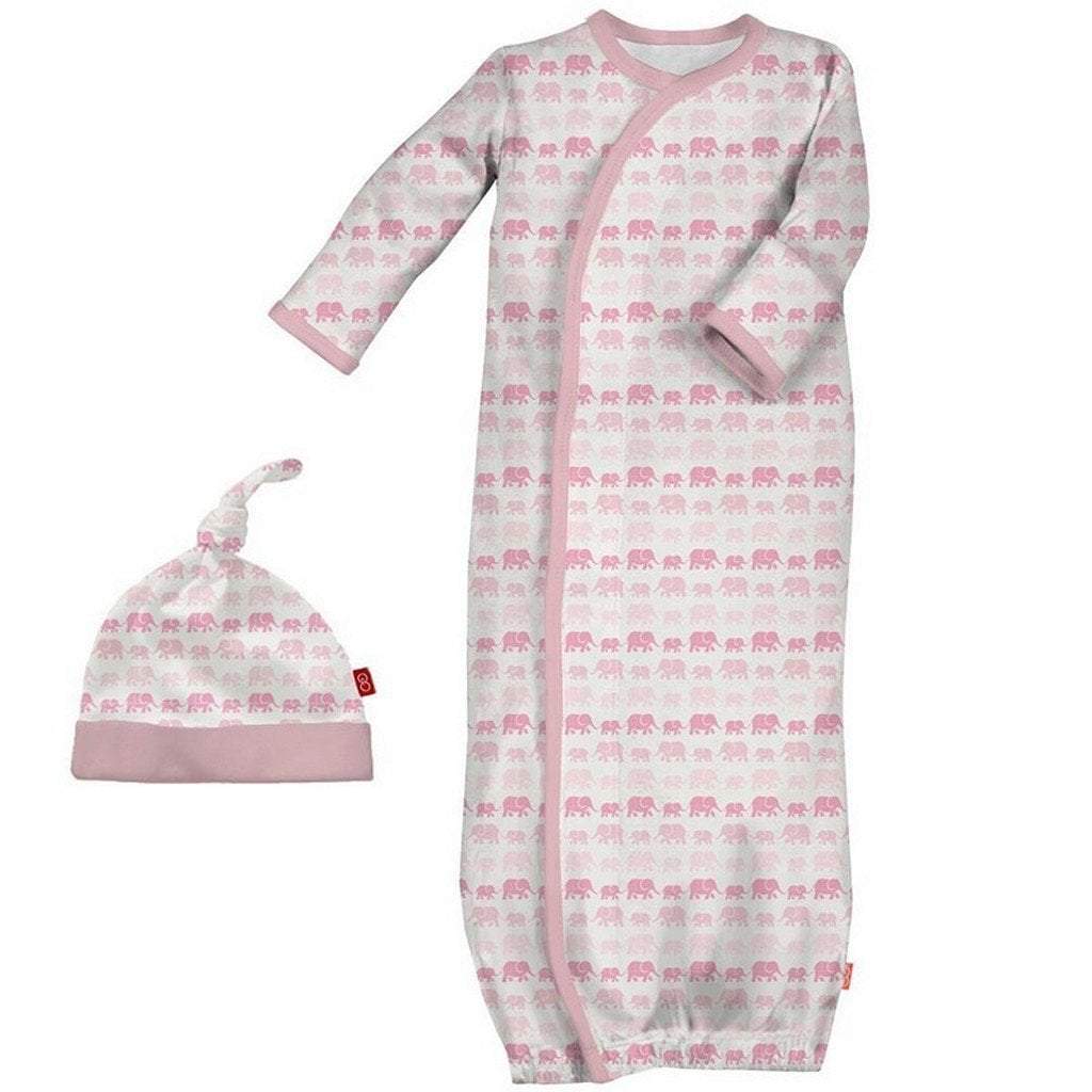 Magnetic MeMagnificent Baby Pink Dancing Elephants Gown & HatBabysupermarket