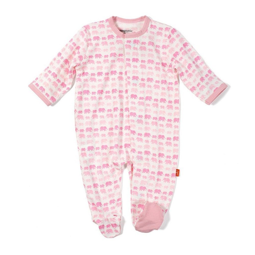 Magnificent Baby Pink Dancing Elephants Magnetic Footie