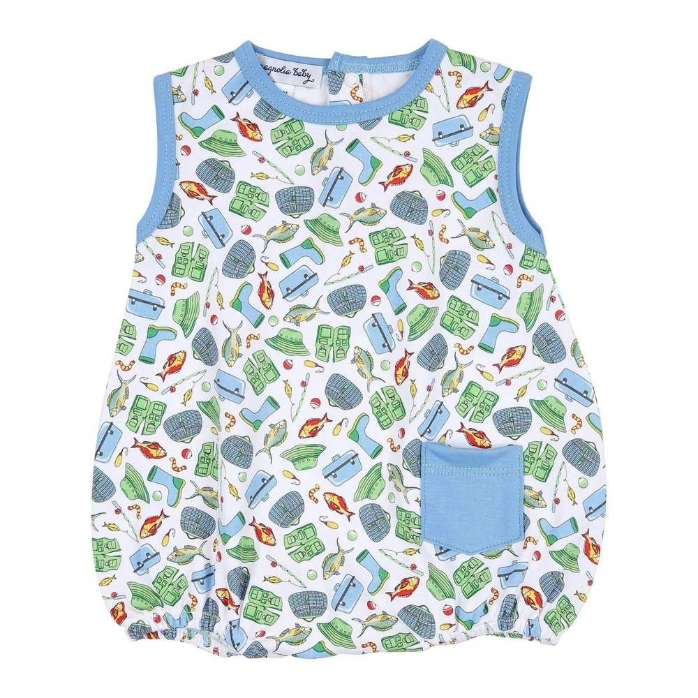 Magnolia Baby Apparel 3 Mo / Blue Magnolia Baby Fish All Day Printed Sleeveless Bubble