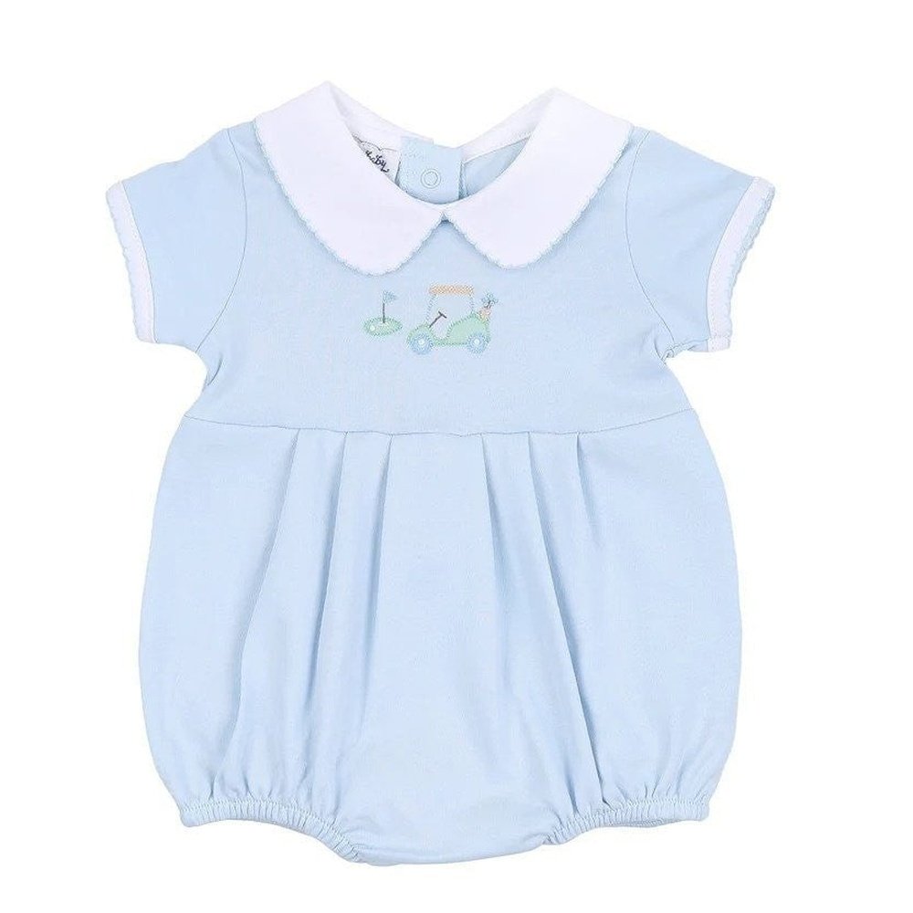 Magnolia Baby Apparel 3 Mo / Blue Magnolia Baby On the Green Embroidered Collared Boy Bubble