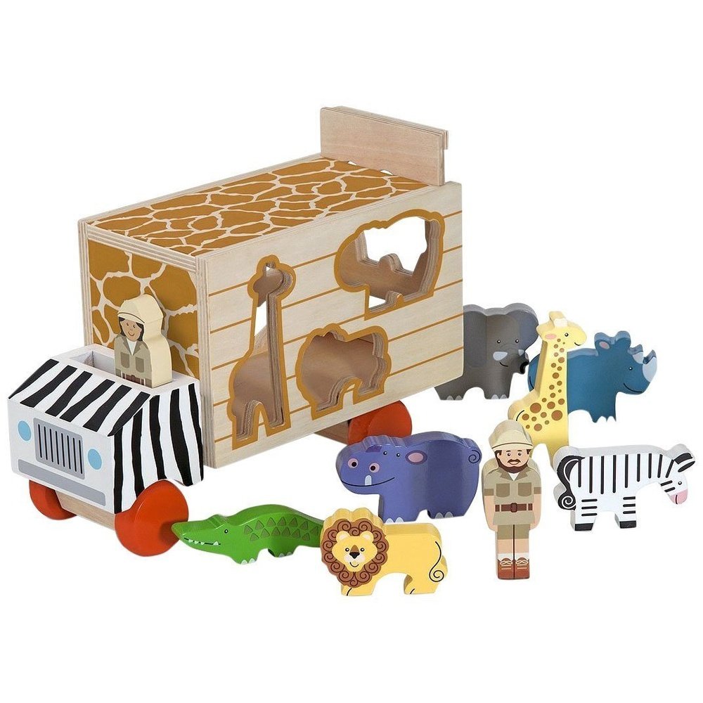 Melissa & Doug Safari Animal Rescue Truck Wooden Vehicle Play Set