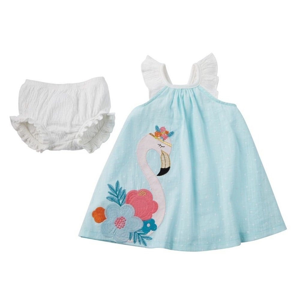 MUD PIE Flamingo Dress and Bloomer Set