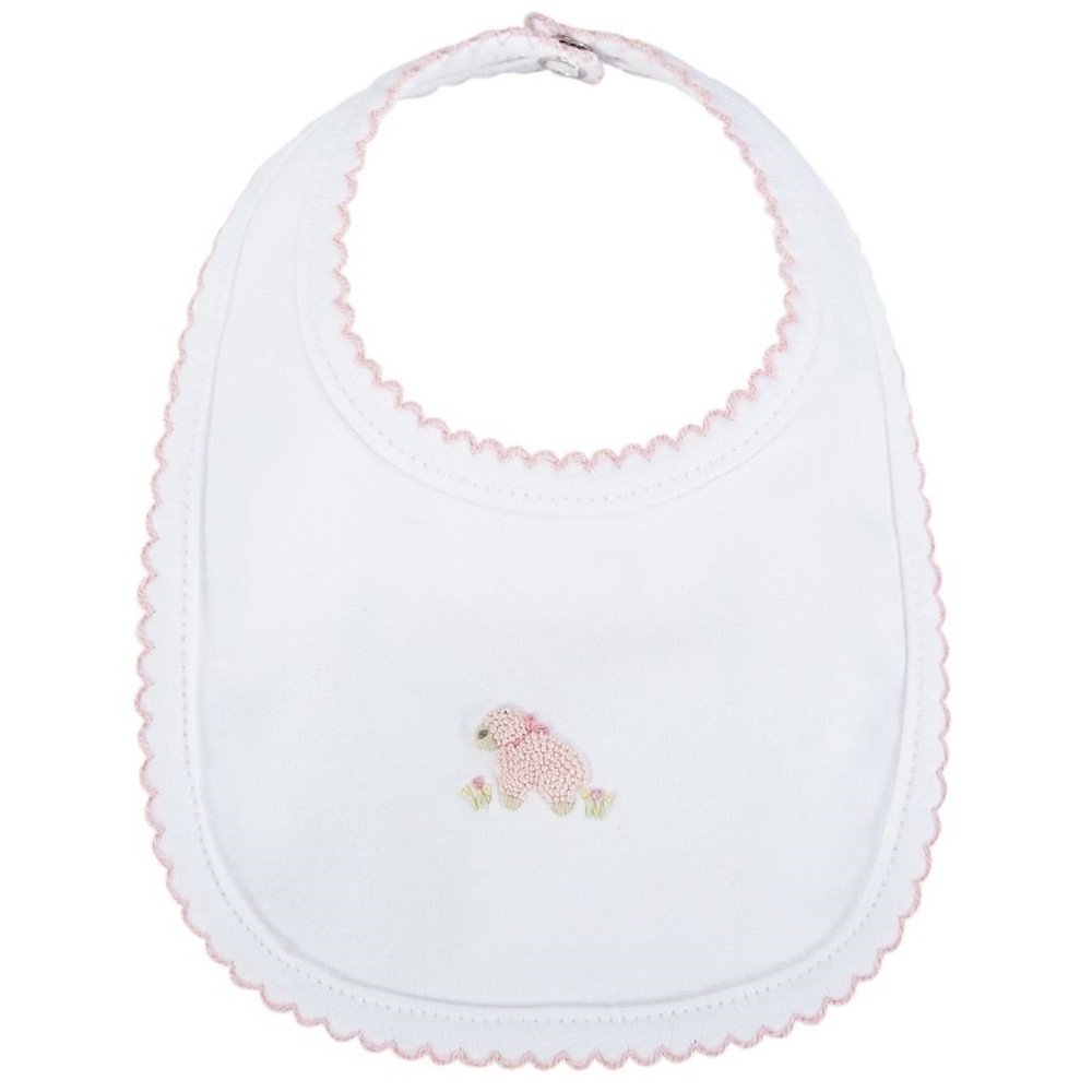 MUD PIE French Knot Lamb Bib Pink