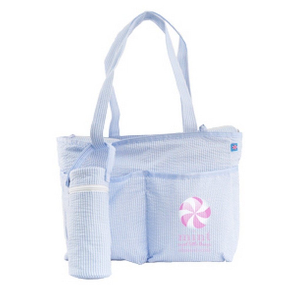 Oh Mint Seersucker Diaper Bag