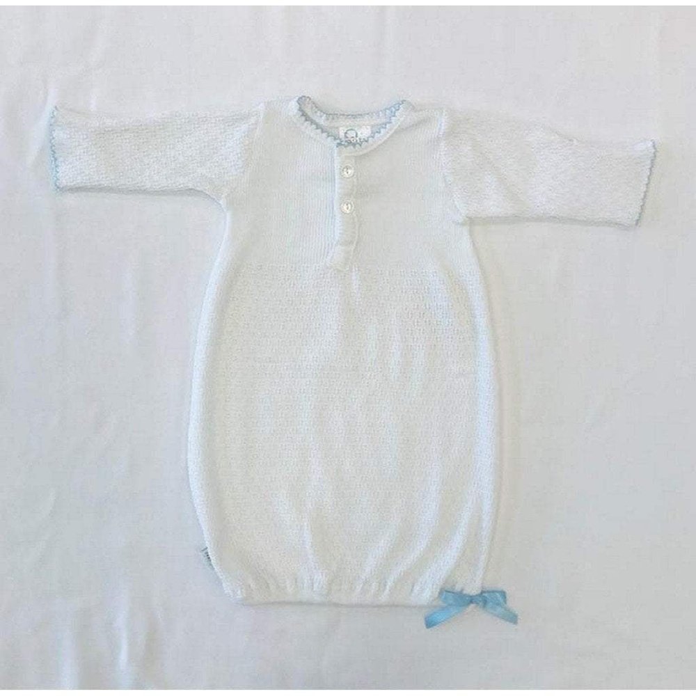 Paty Long Sleeve Button Down Sack with Blue Trim