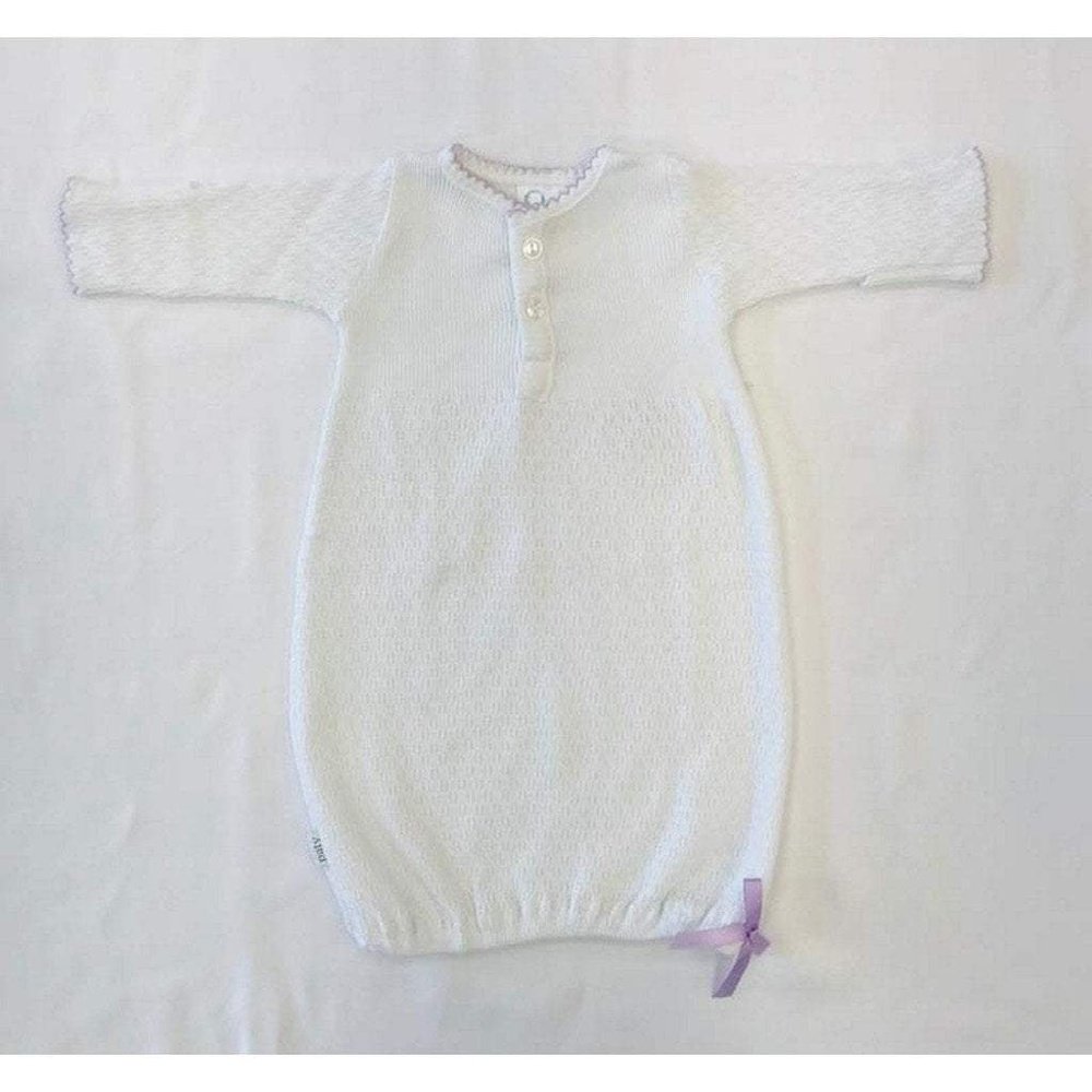 Paty Long Sleeve Button Down Sack with Lavender Trim