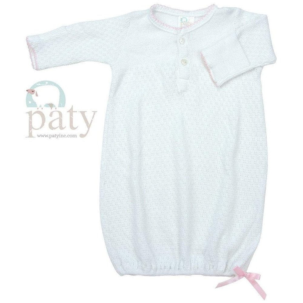 Paty Long Sleeve Button Down Sack with Pink Trim