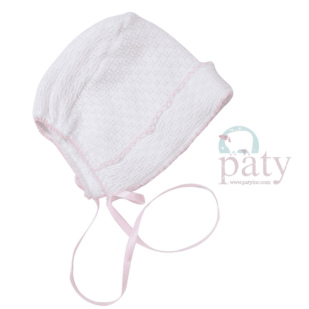 Paty White Bonnet Pink Trim