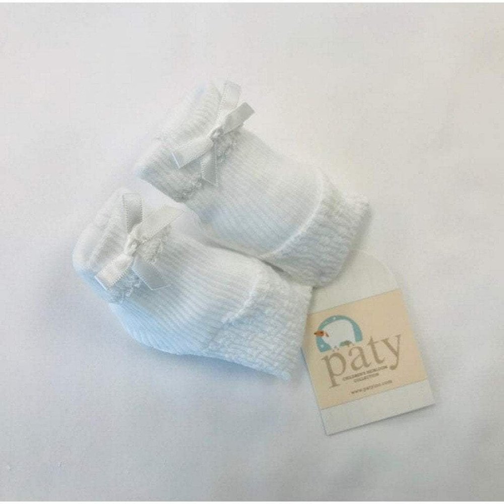 Paty White Booties with White Bow