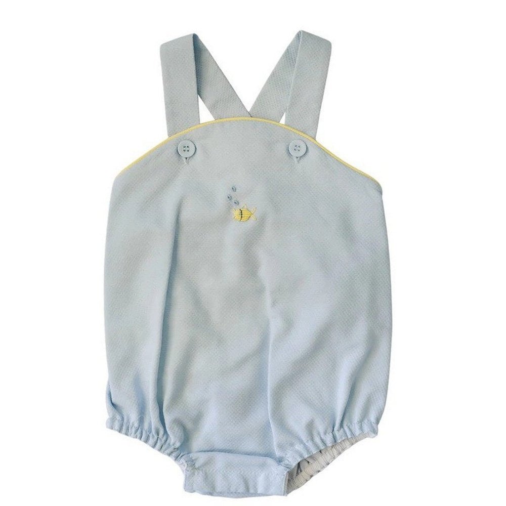 Peggy Green Cross Back Bubble Blue Pique W/Yellow Bubble Fish