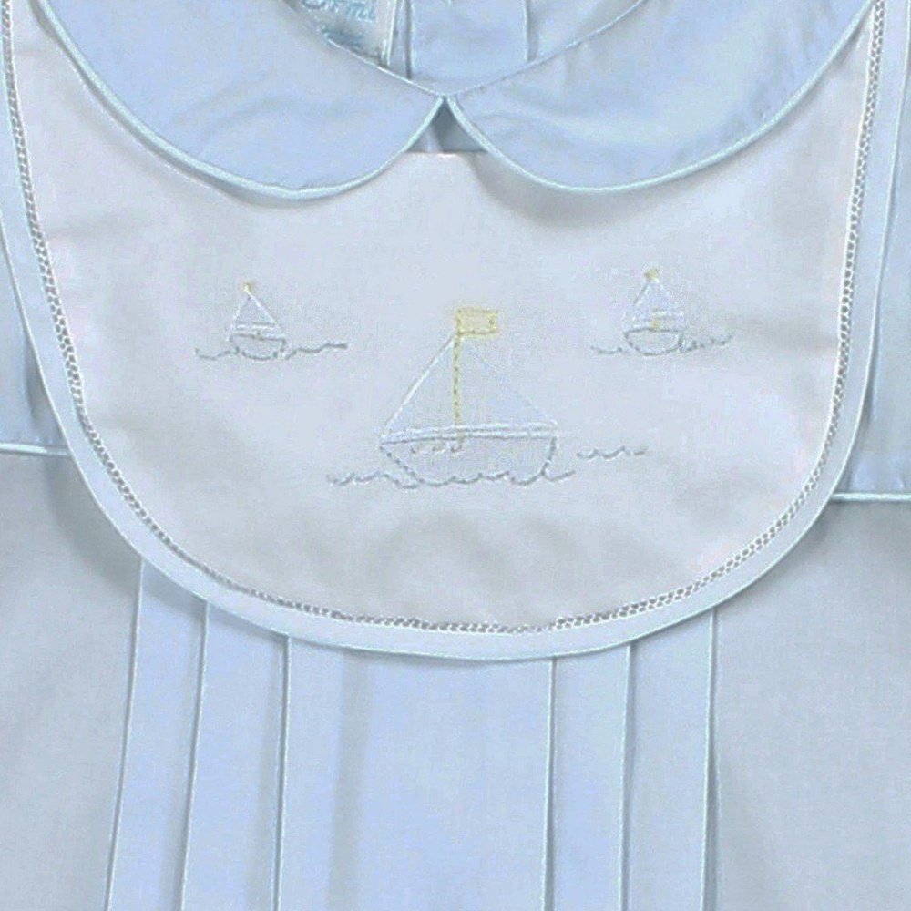 Petit Ami Boys Romper with Sailboat Embroidery