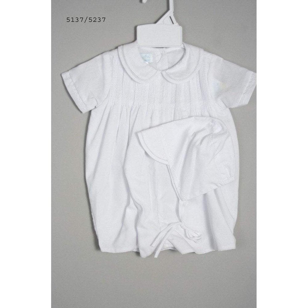 Petit AmiPetit Ami Infant Boys White Romper PintucksBabysupermarket