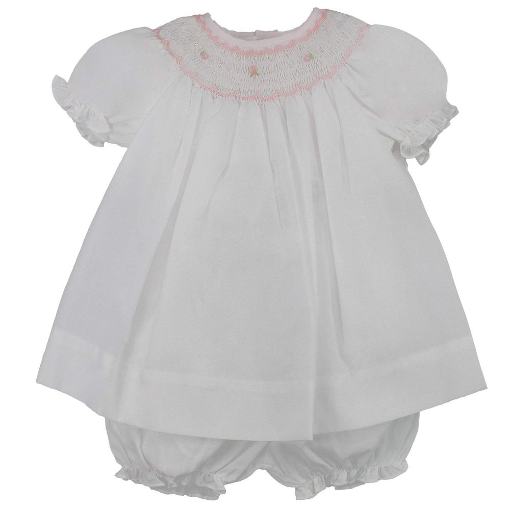 Petit Ami Infant Girl Smocked Bishop Dress with Bloomer - Size 3 Mo - Blue Petit Ami Infant Girl Smocked Bishop Dress with Bloomer - Size 3 Mo - Blue