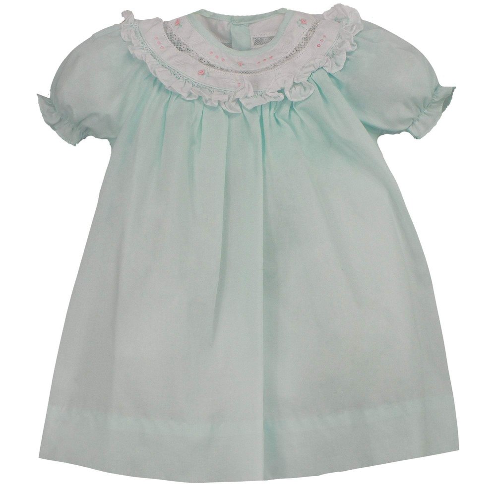 Petit Ami Infant Girls Dress with Bloomers Bishop Lace Insert