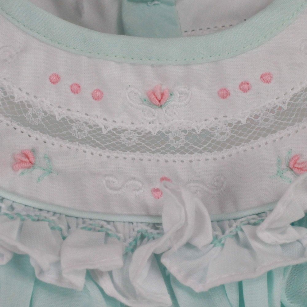 Petit Ami Infant Girls Dress with Bloomers Bishop Lace Insert
