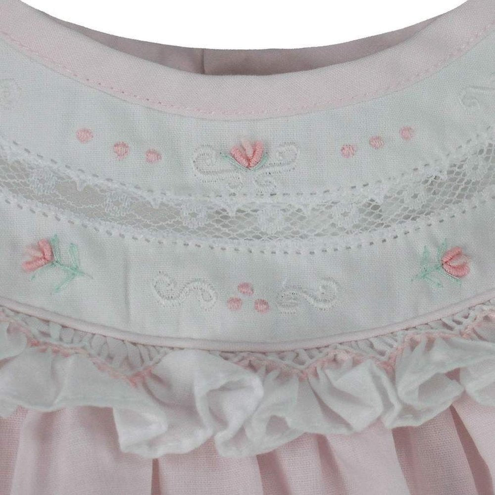 Petit Ami Infant Girls Dress with Bloomers Bishop Lace Insert