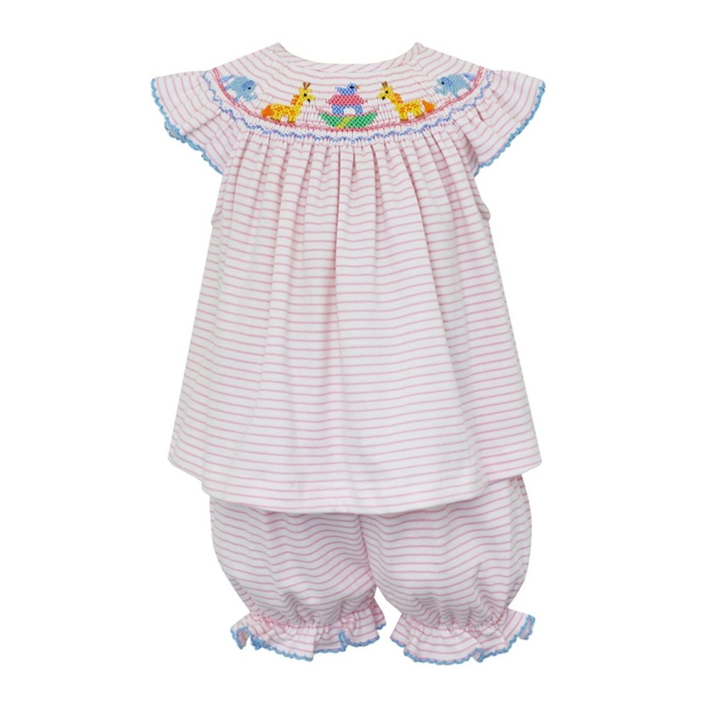 Petit Bebe Apparel 3 Mo / Pink Petit Bebe Noah's Ark Girls Bloomer Set
