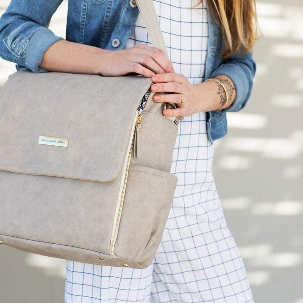 Petunia Pickle Bottom Boxy Backpack Diaper Bag Grey Matte Leatherette