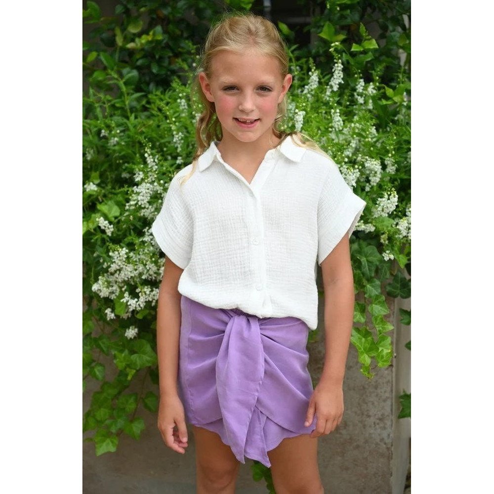 Pleat. Apparel 7 / White Pleat. Girls Sayer Top