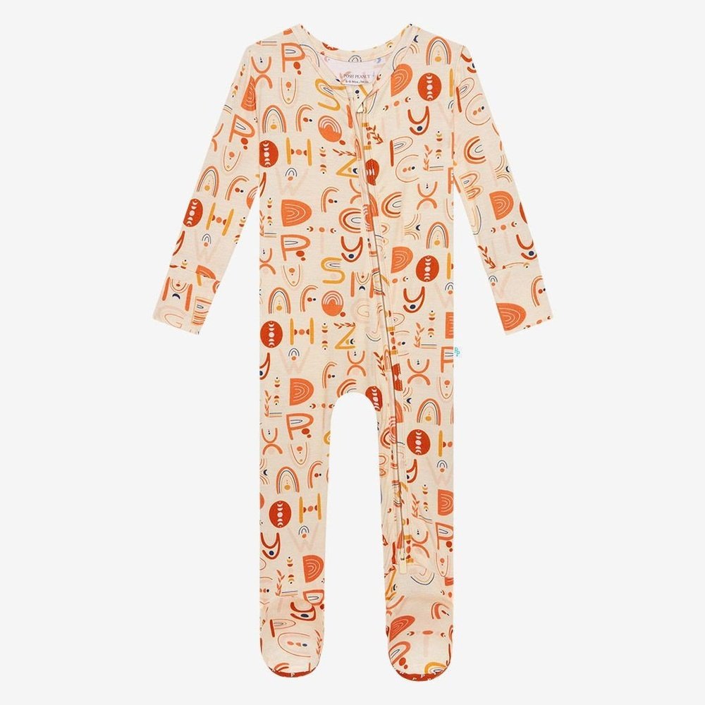 Posh Peanut Alphabet Medley Footie Zippered One Piece