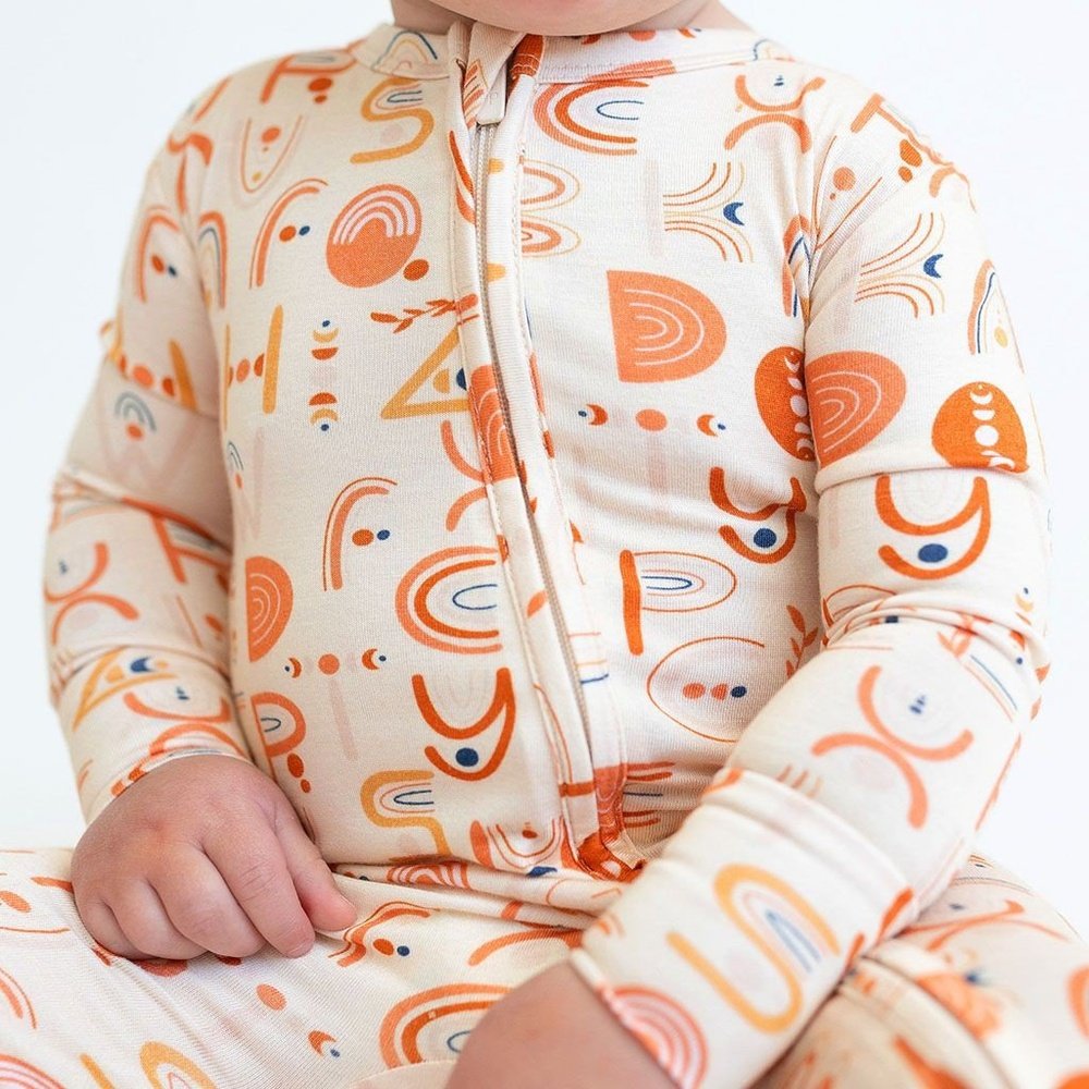 Posh Peanut Alphabet Medley Footie Zippered One Piece